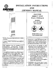Empire DVC-35-1SPP Installation Instructions And Owner's Manual