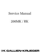 Gallien-Krueger 200RK Operation Instructions Manual