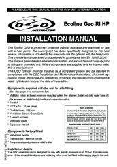 OSO Ecoline Geo RI HP Installation Manual