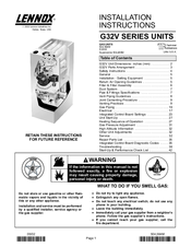 Lennox G32V5-125 Installation Instructions Manual