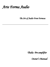 Arte Forma Audio Thalia Owner's Manual