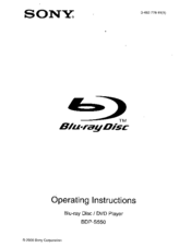 Sony BDP-S550 Operating Instructions Manual