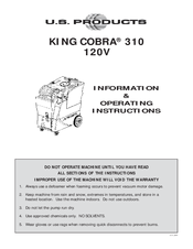U.s. Products KING COBRA 310 Information & Operating Instructions