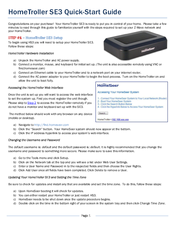 HomeSeer HomeTroller SE3 Quick Start Manual
