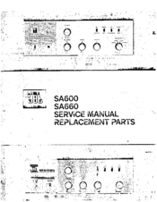 Jbl SA600 Service Manual And Replacement Parts