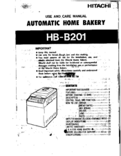 Hitachi HB-B201 Use And Care Manual
