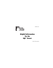 Water Factory Systems SQC Helpful Information For Owner