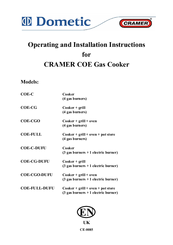 Dometic COE-CG Operating And Installation Instructions