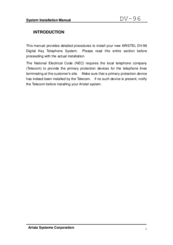ARISTEL DV-96 Installation Manual