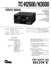 Sony TC-H3600 Service Manual