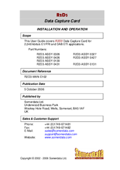 Somerdata R2D3-ASSY-0327 Nstallation And Operation