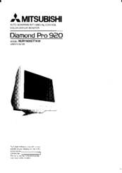 Mitsubishi Diamond Pro 920 NUR1905STTKW User Manual