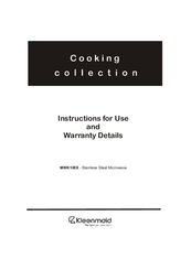 Kleenmaid MWK100X Instructions For Use Manual