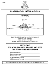 Canarm NOUVEAU Installation Instructions Manual