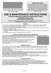 Nu-Flame L2R Use & Maintenance Instructions