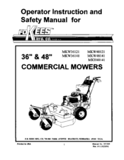 F.D. Kees MKW36141 Operator Instruction And Safety Manual