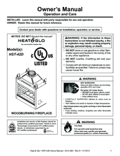Heat & Glo Wood Burning Fireplace HST-42D Owner's Manual