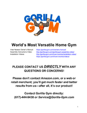 Gorilla Gym Pullup Extender Owner's Manual