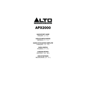 Alto APX2000 Quick Start Manual