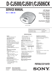 Sony Walkman D-CJ506CK Service Manual