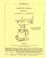 Brewmatic BICA 1033060 Service Manual