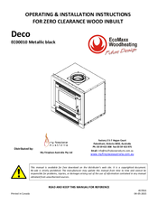 Stove Builder International Deco EC00010 Operating & Installation Instructions Manual