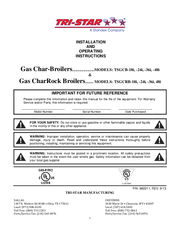 Tri-Star TSGCRB-18i Installation And Operating Instructions Manual