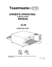 Toastmaster G-24 Owner's Operating & Installation Manual