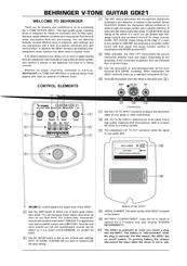 Behringer V-Tone Guitar GDI21 Manual