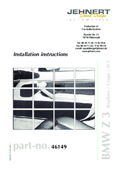 JEHNERT SOUND DESIGN 46149 Installation Instructions Manual