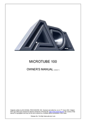Ada MICROTUBE 100 Owner's Manual