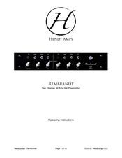 Hendy Amps Rembrandt Operating Instructions Manual