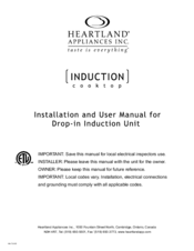 Heartland Appliances Heartland Induction Cooktop Installation And User Manual