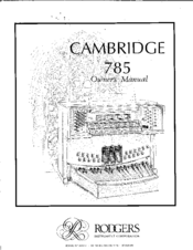 Rodgers Cambridge 785 Owner's Manual