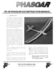 Top Flite Models PHASOAR 035 RC-38 Instruction Manual