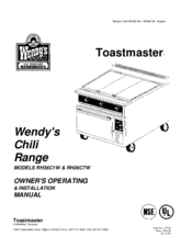 Toastmaster RH36C1W Owner's Operating & Installation Manual