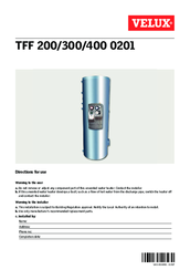 Velux TFF 400 0201 Directions For Use Manual