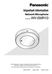 Panasonic WV-SMR10 Important Information Manual
