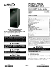 Lennox SLO183UFV Series Installation Instructions Manual
