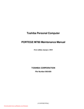 Toshiba Portege M780 Maintenance Manual
