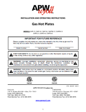 APW Wyott GHPS-6i Installation And Operating Instrictions