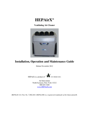 Air innovations HEPAirX Installation, Operation And Maintenance Manual