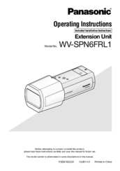 Panasonic WV-SPN6FRL1 Operating Instructions Manual