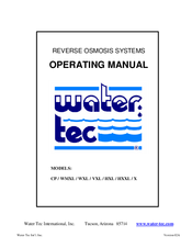 Water Tec X Operating Manual