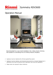 Rinnai Symmetry RDV3600 Operation Manual