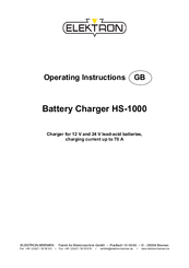 Elektron HS-1000 Operating Instructions Manual