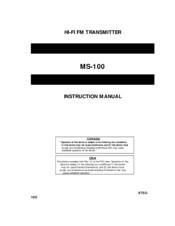 Decade MS-100 series Instruction Manual