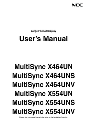 NEC MultiSync X554UNS User Manual