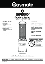 Gasmate Infeno GM124-013 Instructions Manual