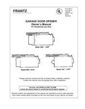 Frantz 135F-1/4HP Owner's Manual